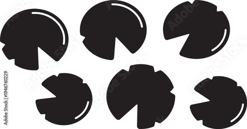 Black Solid Aquatic Lily Pad Silhouettes Set of Six