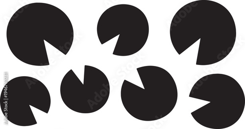 Black Solid Aquatic Lily Pad Silhouettes Set of Six