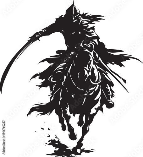 Epic Islamic Warrior on Horse Silhouette – Medieval Middle Eastern Cavalry Warrior Illustration
