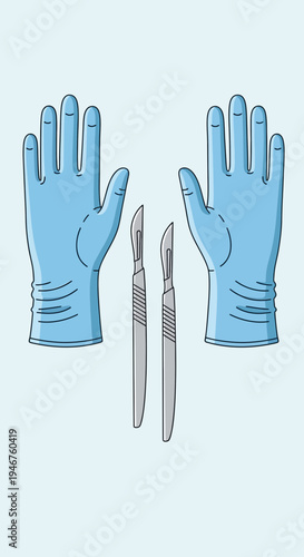 Medical Instruments and Protective Gloves: Surgical Precision and Healthcare Essentials Display