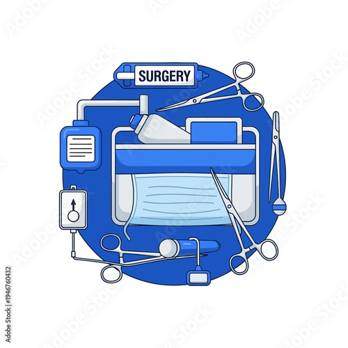 Medical Instruments and Supplies Arranged in a Circular Composition for Surgical Procedures