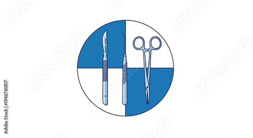 Medical Instruments Illustration Displaying Surgical Tools Inside of A Circular Design