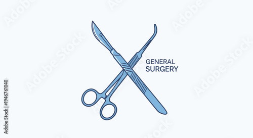 Medical Instruments Illustration Representing General Surgical Procedures for Healthcare