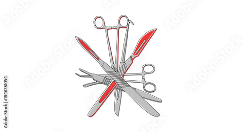 Medical Instruments Illustration Representing Precision and Surgical Procedures