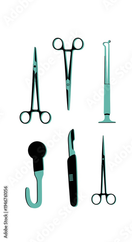 Medical Instruments: Essential Surgical Tools Depicted Against a Clean White Background