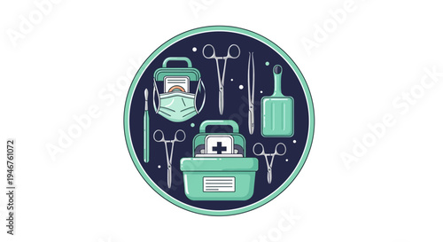 Medical Instruments Illustration Representing Surgery and Emergency Treatments