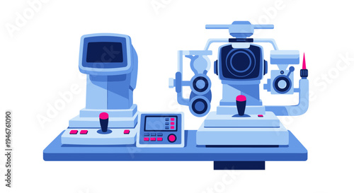 Medical Instruments for Eye Examination Illustrated In An Artistic Flat Vector Design