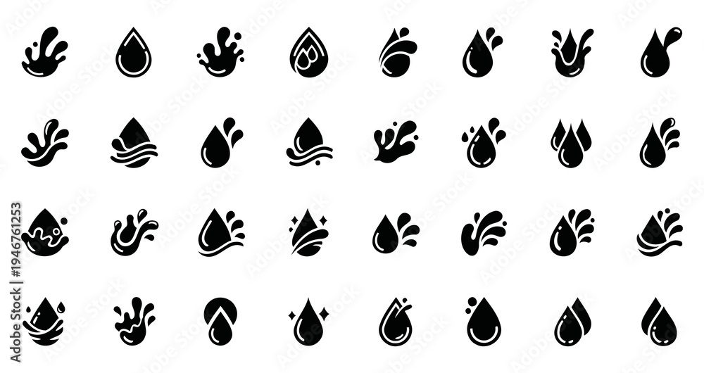 Obraz premium Illustration of Water Droplet Icons Set