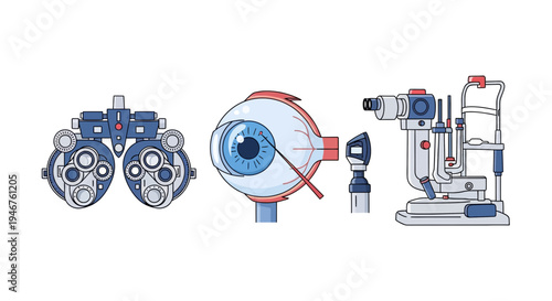 Medical Instruments Illustrate Vision Care, Eye Examination, And Ophthalmic Treatment