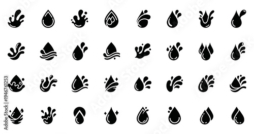 Illustration of Water Droplet Icons Set