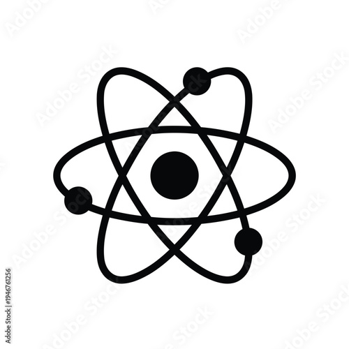 Minimalist Atom Symbol Icon - Science and Physics Vector Graphic