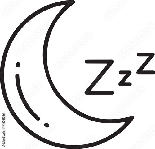 Sleeping moon and stars vector icon for rest and recovery fitness illustration
