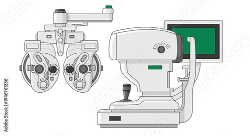 Medical Instruments Illustrating An Ophthalmology Examination and Vision Assessment Process