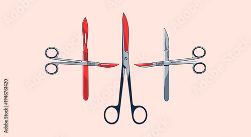 Medical Instruments Illustration, Symbolic Representation, Surgery Tools, Precision, Healthcare,
