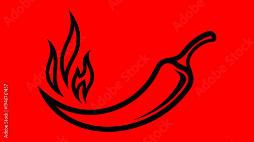 Illustration of Hot chili pepper flame icon