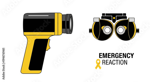 Medical Instruments Illustrative Design with Yellow and Black Color Scheme Emergency Concept