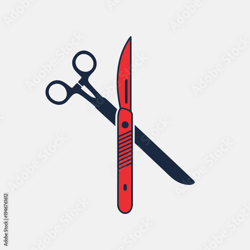 Medical Instruments Silhouette: Scalpel And Surgical Scissors, Perfect For Healthcare Branding