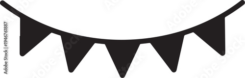 Set of 10 black triangular bunting flags vector