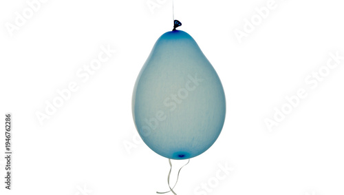 Quadro em tela Isolated light blue pear-shaped balloon, inflated, transparent, suspended, ready