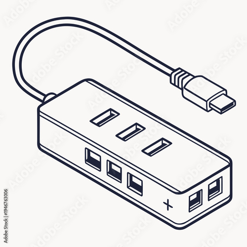 USB Hub Multi Port Micro Vector Icon