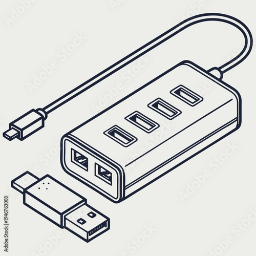 USB Hub Multi Port Micro Vector Icon
