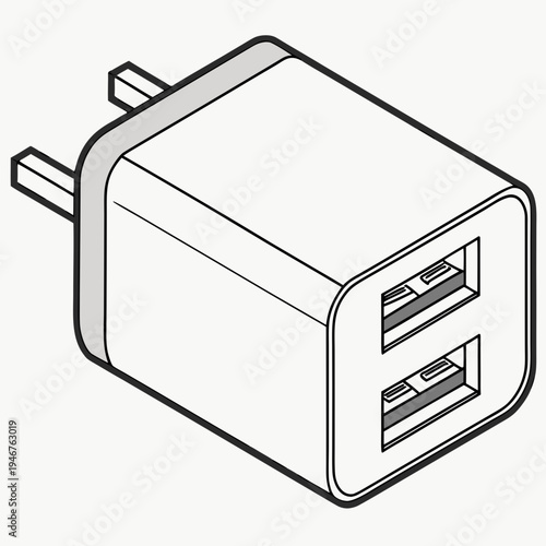 Dual USB Adapter Micro Technology Vector Icon
