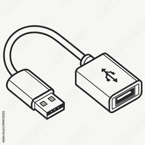 USB OTG Adapter Micro Technology Vector Icon