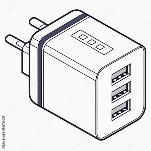 Dual USB Adapter Micro Technology Vector Icon