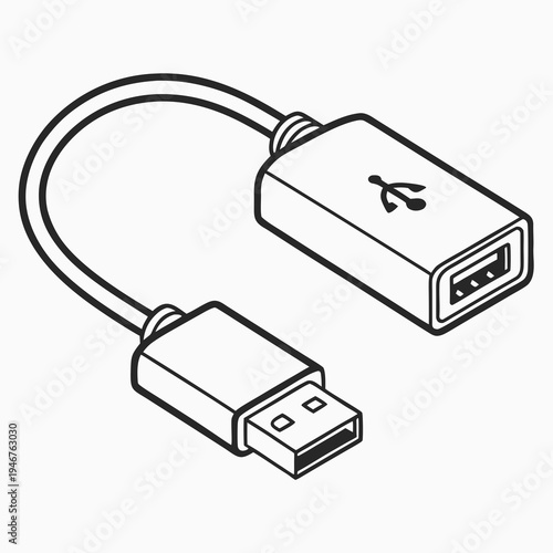 USB OTG Adapter Micro Technology Vector Icon