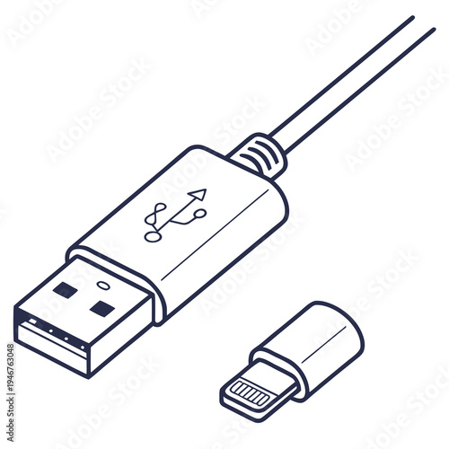USB Cable Connector Micro Vector Icon