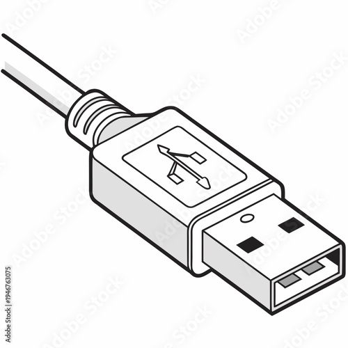 USB Type A Connector Micro Technology Vector Icon