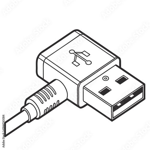 USB Type A Connector Micro Technology Vector Icon