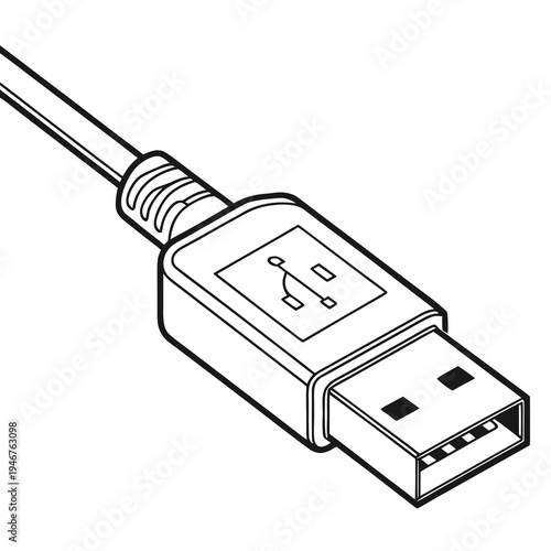 USB Type A Connector Micro Technology Vector Icon