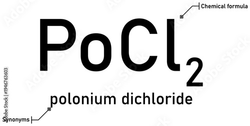 Polonium dichloride chemical formula with callout titles