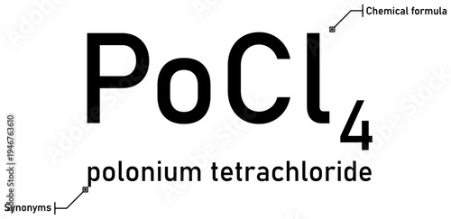 Polonium tetrachloride chemical formula with callout titles