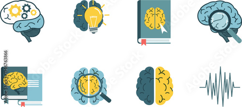 Brain Cognition Vector Illustration Showing Thinking Learning and Problem Solving Concepts