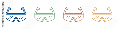 Safety Glasses Icon Set Multiple Style Collection