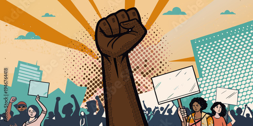 Demonstration and justice themed illustration for any design needs. justice for black community