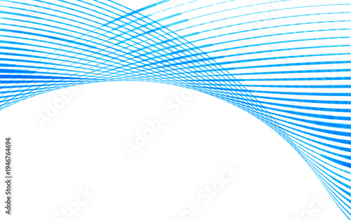 青い曲線ラインが交差して広がる近未来テクノロジーイメージの抽象ウェーブ背景、通信ネットワークやデジタルビジネスを表現したモダンデザイン素材