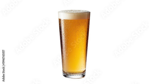 Slika na platnu Isolated cold refreshing pilsner beer in a clear pint glass with froth and bubbl