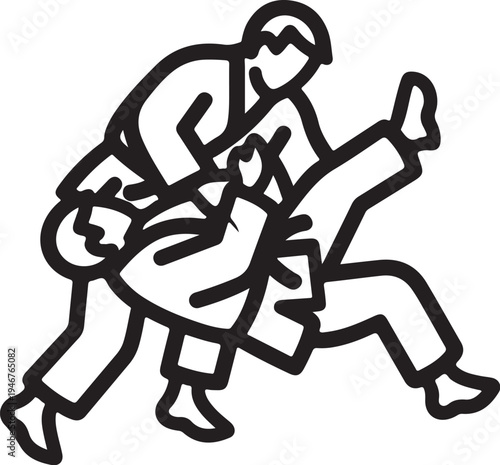 Martial arts vector illustration of two people in fighting stance