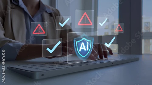 AI  safety and governance concept showing monitoring, risk control, ethical validation in digital systems.Technology Ai risk framework for secure automation,compliance,transparency and responsibility.