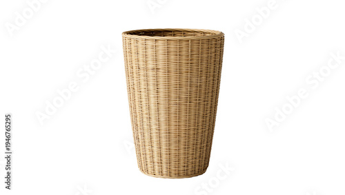 Εκτύπωση καμβά Isolated woven rattan basket for home decor and storage, natural brown textured