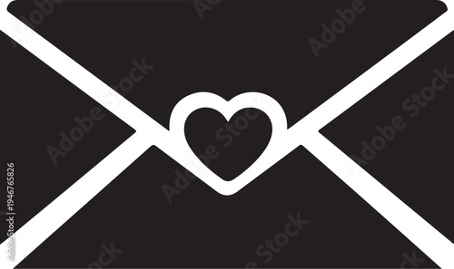 Vector love envelope icon, heart symbol