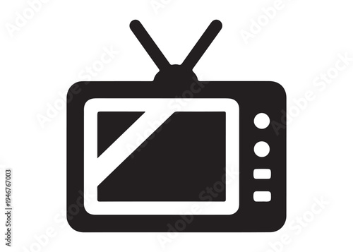 television logo silhouette vector, Vintage retro antenna television logo silhouette vector illustration, old tv logo, box tv logo, tv retro logo silhouette design on white background