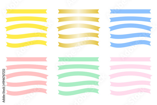 カラフルなリボン見出しフレームセット装飾バナーデザイン素材