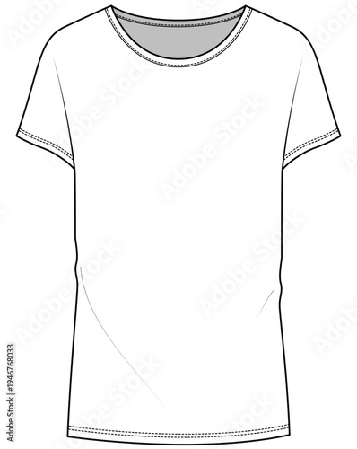 mens short sleeve slim fit t shirt flat sketch vector illustration