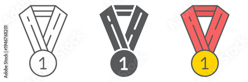 Medal icon set, badge and award, prize sign, vector graphics, a linear pattern on a white background.