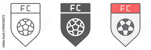 Soccer club icon set, game and badge, football emblem sign, vector graphics, a linear pattern on a white background.