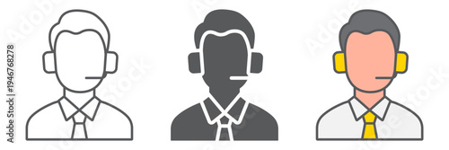 Soccer commentator icon set, sport and announce, match commentator sign, vector graphics, a linear pattern on a white background.